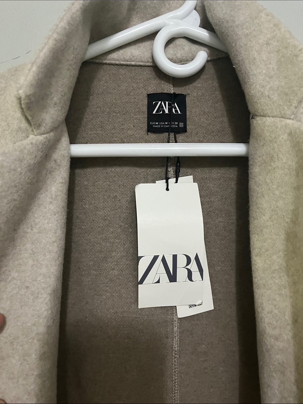 ZARA Beige Open-Front Coat - Picture 2 of 5